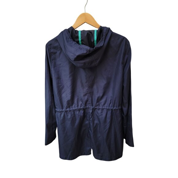 Womens Lightweight Packable Navy Parka With Hood & Adjustable Waist By D.E.T.A.I - Picture 2 of 6